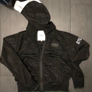 DEAD FEMME Black nylon zipper up jacket.